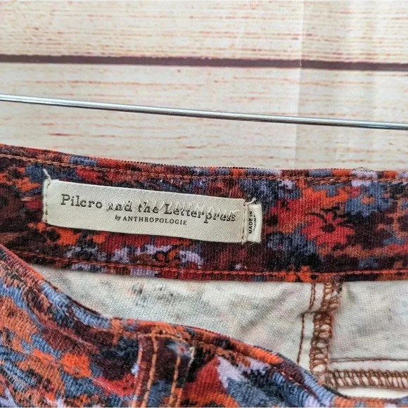 Pilcro & the Letterpress Size 25 High Rise Skinny Pants Floral Corduroy Stretchy - Picture 6 of 13